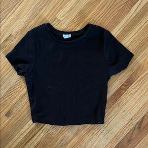 Garage Black Short Sleeve Crop Tee